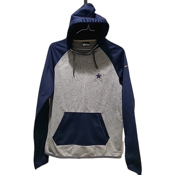 Nike ThermaFit Dallas Cowboy NFL Team Apparel Pullover Hoodie Blue Gray Fleece S - Picture 1 of 13